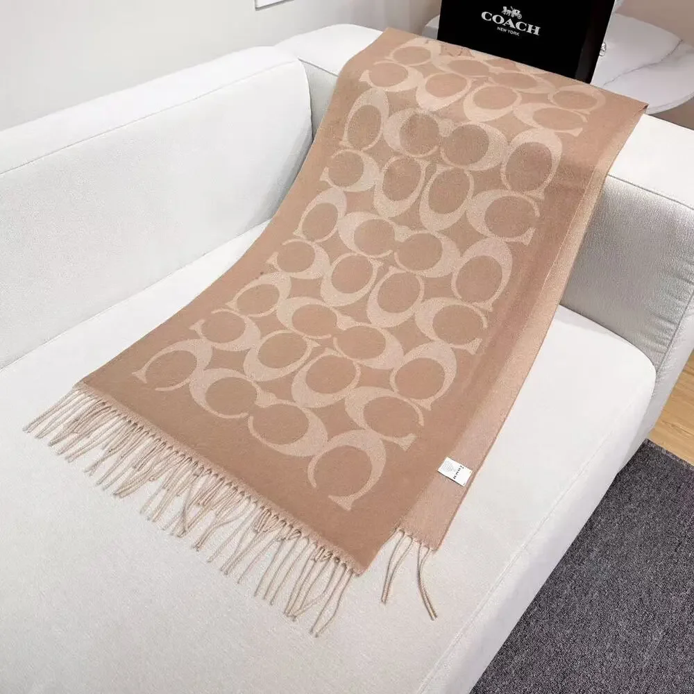Coach beige logo pattern scarf